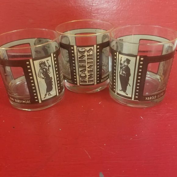 Vintage The Roaring 20s Themed Glass Tumblers - Picture 1 of 7